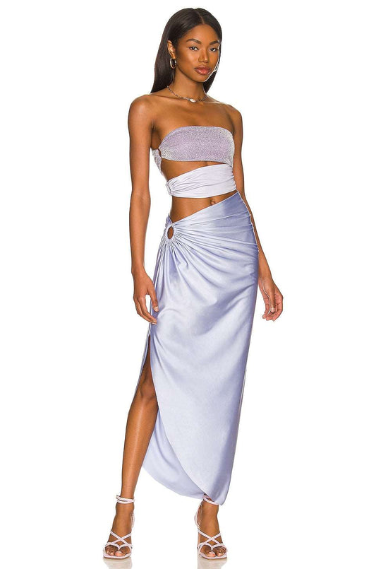 Radiant Block Cutout One-Piece Swimsuit and Sarong Ensemble