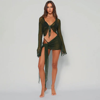 Whispering Waves Tulle See-Through Bikini Cover-Up