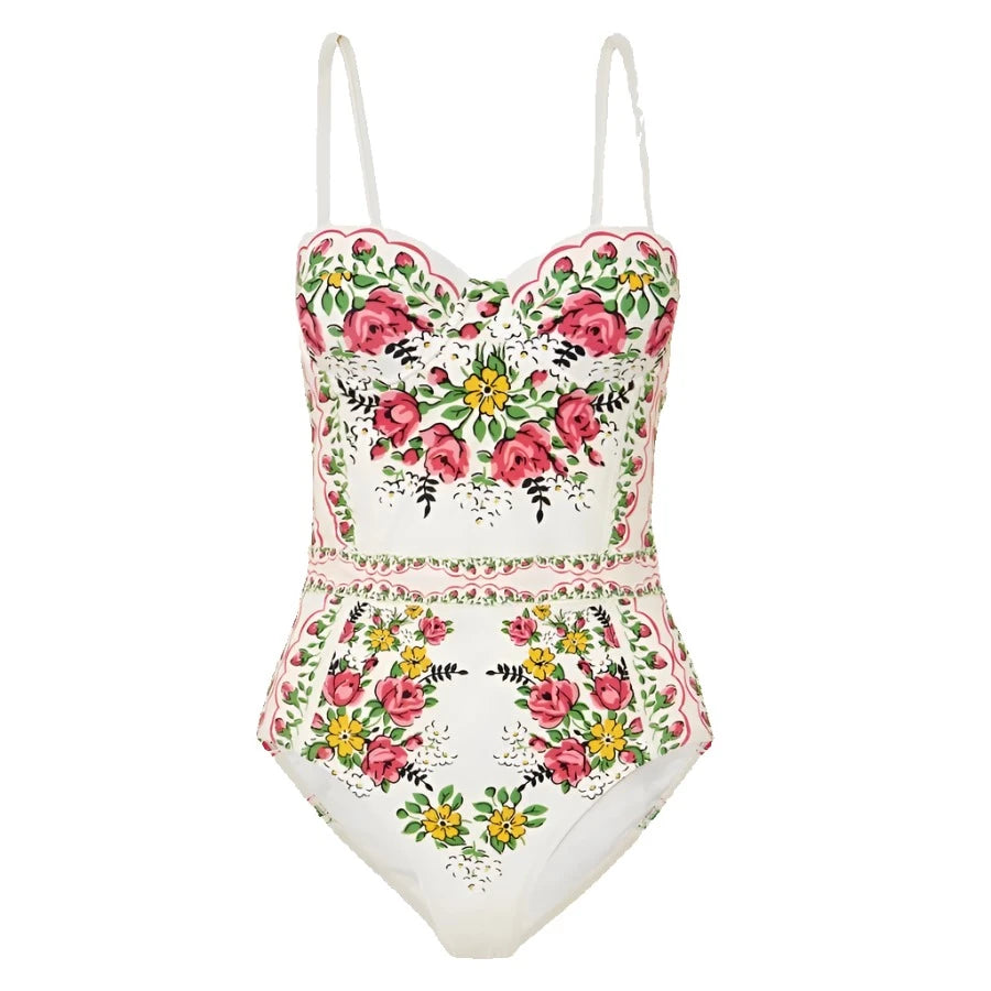 Floral Elegance High-Waist Push-Up One Piece Swimsuit Only One Piece